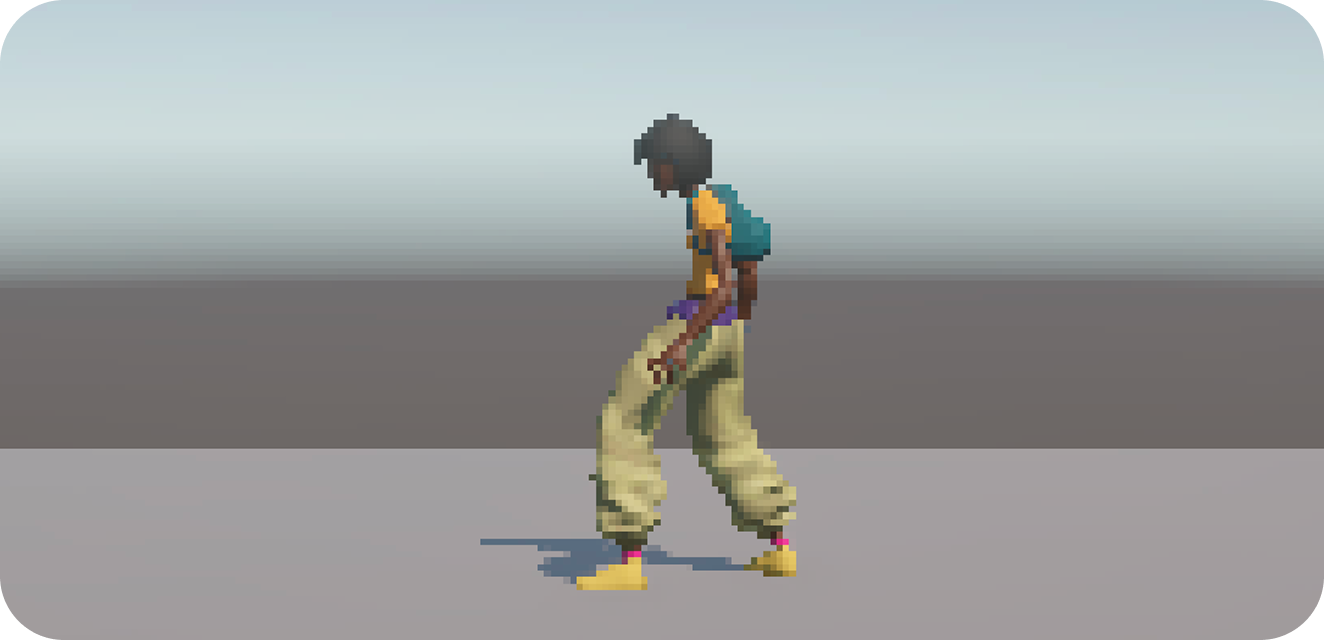 Unity game character walk cycle still